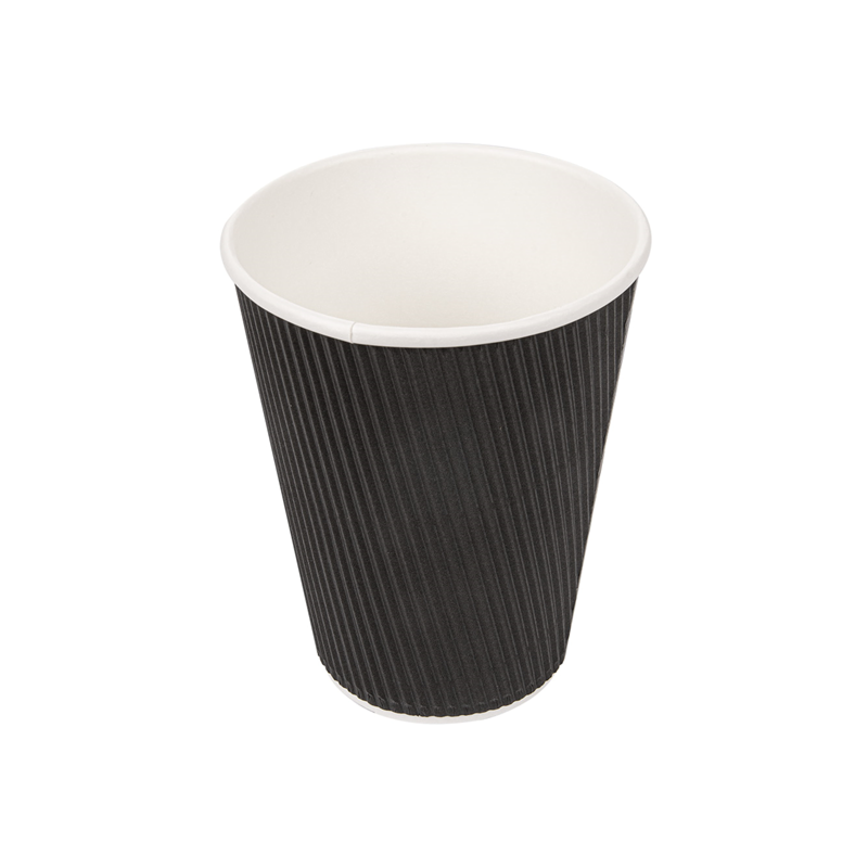 GOBELETS BOISSONS CHAUDES DOUBLE PAROI ONDULÉ NOIR CARTON